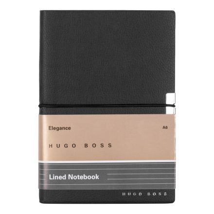 Hugo Boss Vonalas Notebook A6, Elegance kollekció - fekete