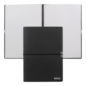   BOSS jegyzetfüzet A5, Elegance kollekció - fekete, sima lapokkal