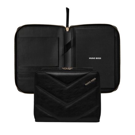 HUGO BOSS cipzáras mappa A5, Triga kollekció - fekete