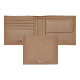   BOSS klasszikus pénztárca kártyatartóval valódi bőrből, Classic Grained kollekció - camel