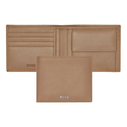 BOSS klasszikus pénztárca kártyatartóval valódi bőrből, Classic Grained kollekció - camel