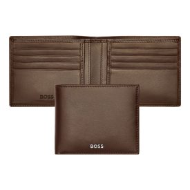   BOSS kártyatartós pénztárca valódi bőrből, Classic Smooth kollekció - barna