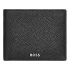 BOSS klasszikus pénztárca kártyatartóval valódi bőrből, Classic Grained kollekció - fekete