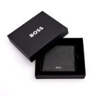 BOSS klasszikus pénztárca kártyatartóval valódi bőrből, Classic Grained kollekció - fekete
