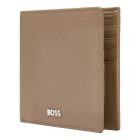 BOSS kártyatartós pénztárca valódi bőrből, Classic Grained kollekció - camel barna