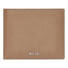 BOSS kártyatartós pénztárca valódi bőrből, Classic Grained kollekció - camel barna