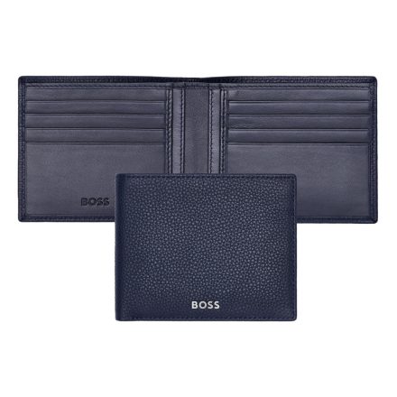 BOSS kártyatartós pénztárca valódi bőrből, Classic Grained kollekció - sötétkék