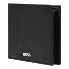 BOSS klasszikus pénztárca kártyatartóval valódi bőrből, Classic Grained kollekció - fekete