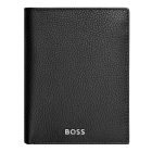 BOSS klasszikus pénztárca kártyatartóval valódi bőrből, Classic Grained kollekció - fekete