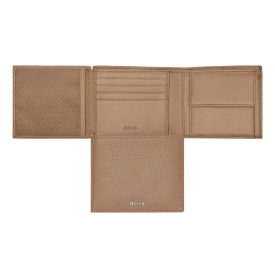  BOSS klasszikus pénztárca kártyatartóval valódi bőrből, Classic Grained kollekció - camel