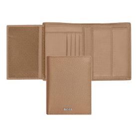   BOSS klasszikus pénztárca kártyatartóval valódi bőrből, Classic Grained kollekció - camel