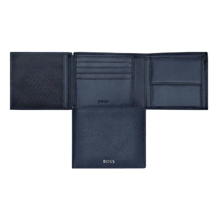 BOSS klasszikus pénztárca kártyatartóval valódi bőrből, Classic Grained kollekció - sötétk