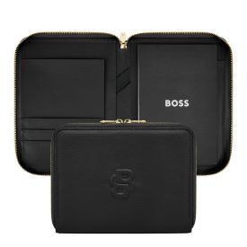   BOSS cipzáras konferencia mappa A5, Signature Lady kollekció - fekete
