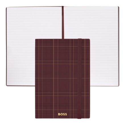 BOSS notesz A5, vonalas lapokkal Checkered kollekció - bordó