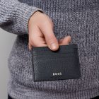 BOSS kártyatartó valódi bőrből, Classic Grained kollekció - fekete