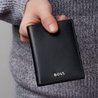 BOSS pénztárca és kártyatartó valódi bőrből, Classic Smooth kollekció - fekete