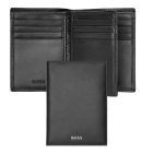 BOSS trifold pénztárca és kártyatartó valódi bőrből, Classic Smooth kollekció - fekete