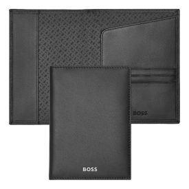   BOSS útlevéltartó valódi bőrből, Classic Smooth kollekció - fekete