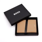 BOSS útlevéltartó valódi bőrből, Classic Grained kollekció - camel barna