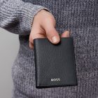 BOSS pénztárca és kártyatartó valódi bőrből, Classic Grained kollekció - fekete