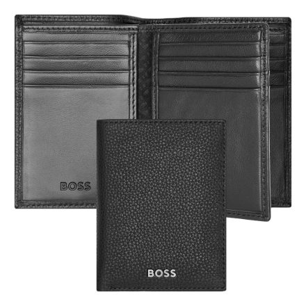 BOSS trifold pénztárca és kártyatartó valódi bőrből, Classic Grained kollekció - fekete