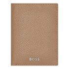 BOSS trifold pénztárca és kártyatartó valódi bőrből, Classic Grained kollekció - camel bar