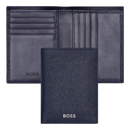 BOSS pénztárca és kártyatartó valódi bőrből, Classic Grained kollekció - sötétkék