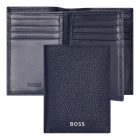 BOSS trifold pénztárca és kártyatartó valódi bőrből, Classic Grained kollekció - sötétkék