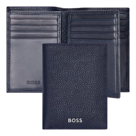 BOSS trifold pénztárca és kártyatartó valódi bőrből, Classic Grained kollekció - sötétkék