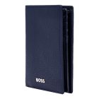BOSS trifold pénztárca és kártyatartó valódi bőrből, Classic Grained kollekció - sötétkék