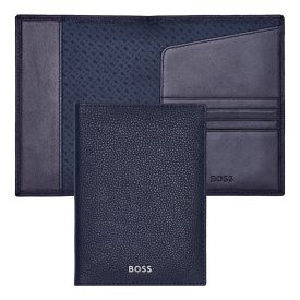   BOSS útlevéltartó valódi bőrből, Classic Grained kollekció - sötétkék