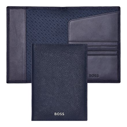BOSS útlevéltartó valódi bőrből, Classic Grained kollekció - sötétkék