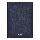 BOSS útlevéltartó valódi bőrből, Classic Grained kollekció - sötétkék