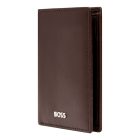 BOSS pénztárca és kártyatartó valódi bőrből, Classic Smooth kollekció - barna