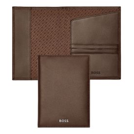   BOSS útlevéltartó valódi bőrből, Classic Smooth kollekció - barna