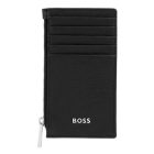 BOSS cipzáras kártyatartó valódi bőrből, Classic Grained kollekció - fekete