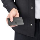 BOSS kártyatartó valódi bőrből, Double B Saffiano kollekció - szürke