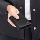 BOSS trifold pénztárca és kártyatartó valódi bőrből, Double B Saffiano kollekció - fekete