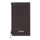 BOSS cipzáras kártyatartó valódi bőrből, Classic Smooth kollekció - barna