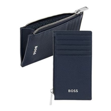 BOSS cipzáras kártyatartó valódi bőrből, Classic Grained kollekció - sötétkék