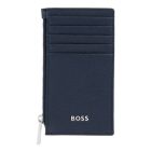 BOSS cipzáras kártyatartó valódi bőrből, Classic Grained kollekció - sötétkék