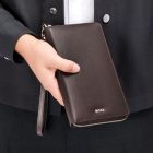 BOSS nagyméretű női pénztárca cipzárral valódi bőrből, Classic Smooth kollekció - barna