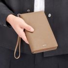 BOSS nagyméretű női pénztárca cipzárral valódi bőrből, Classic Grained kollekció - camel b