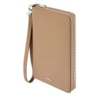 BOSS nagyméretű női pénztárca cipzárral valódi bőrből, Classic Grained kollekció - camel b