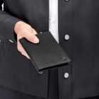 BOSS útlevéltartó valódi bőrből, Double B Saffiano kollekció - fekete