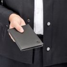 BOSS útlevéltartó valódi bőrből, Double B Saffiano kollekció - szürke