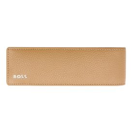   BOSS tolltartó valódi bőrből, Classic Grained kollekció - camel barna