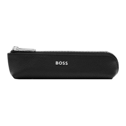 BOSS cipzáras tolltartó valódi bőrből, Classic Grained kollekció - fekete