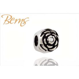 BERNS CHARM BEAD-ROSE-2*CRY SS